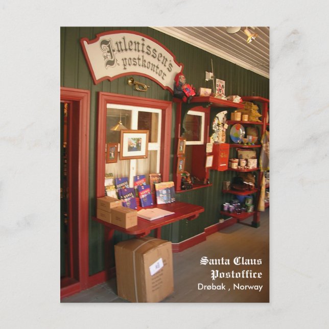 Postkontor i jultomten helg vykort (Framsida)
