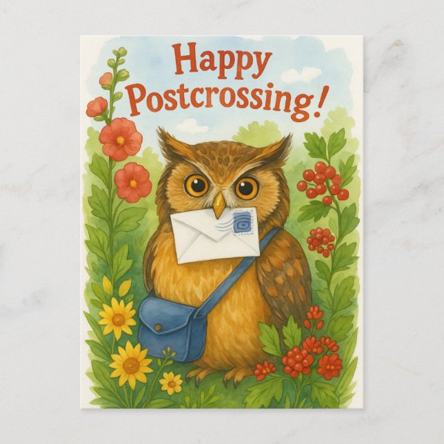Postkorg för postkorsning efter Uggla Mail Bird Ly Vykort (Framsida)