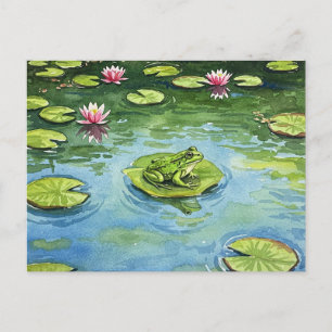 Postkorg för vattenfärg Frog Pond Scene Postcard Vykort