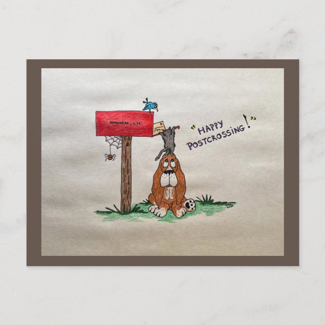 Postkorsning av djur i lycklig vykort (Framsida)