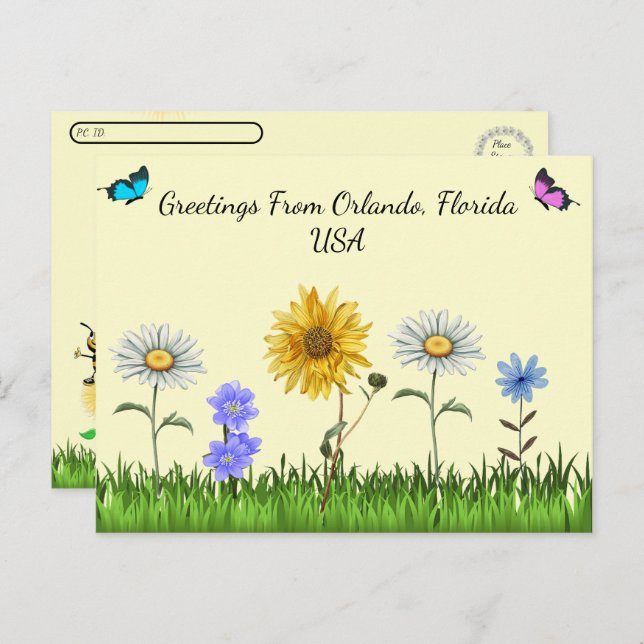 Postkorsning Cute Blommigt Hälsning från vykort (Fram/baksida)