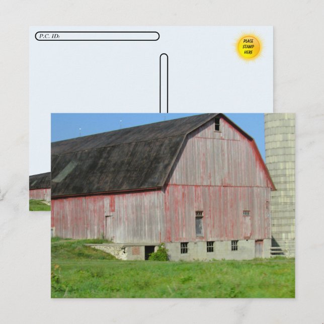 Postkorsning - Gammalt rött Barn- och Silo-vykort Vykort (Fram/baksida)