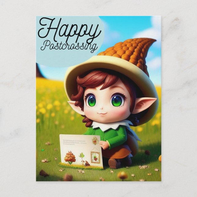 Postkorsning i lycklig, vykort för postkorsning (Framsida)