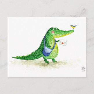 Postkorsning med Cute Grönt Crocodile Vykort