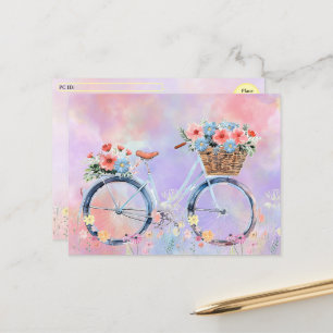 Postkorsning - Pastellcirkulerad cykel Helg Vykort