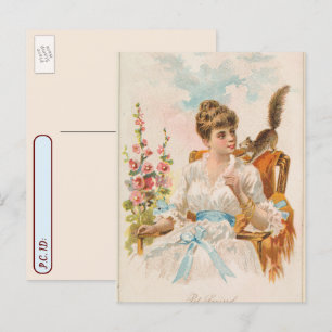 Postkorsning - Vintage Pet Squirrel Fine Art Skriv Vykort