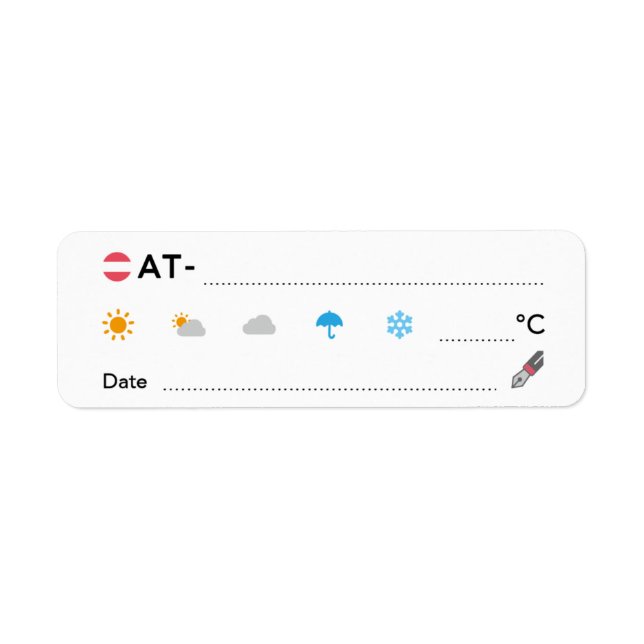 Postkorsnings-ID AT Österrike Österreich-väderdatu Returadress Etikett (Framsidan)