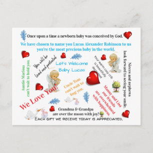 Postkort Baby Shower Baby Ankomst Vykort