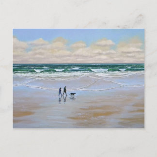 Postkort ~ Beach Hund Walk Vykort