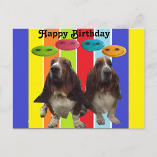 Postkort Bebis Glad födelsedag Basset Hounds Regnb Vykort