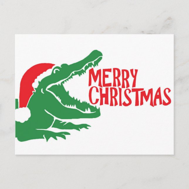Postkort för Alligator christmas Helg Vykort (Framsida)