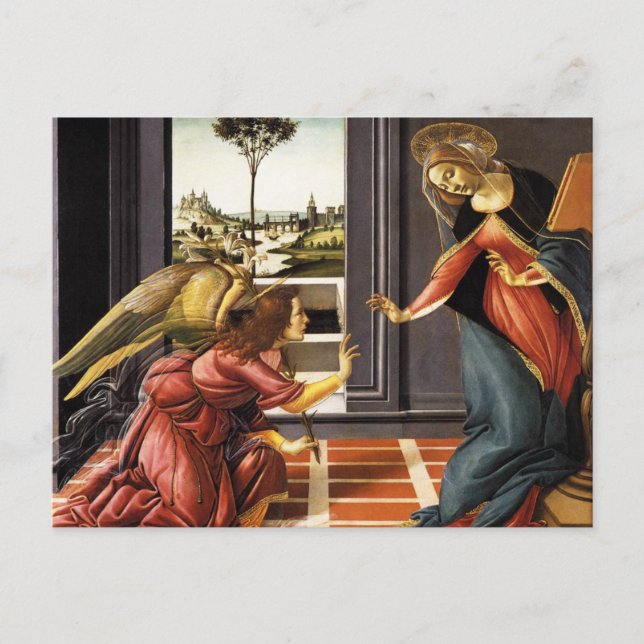Postkort för Annunciation av Botticelli Vykort (Framsida)