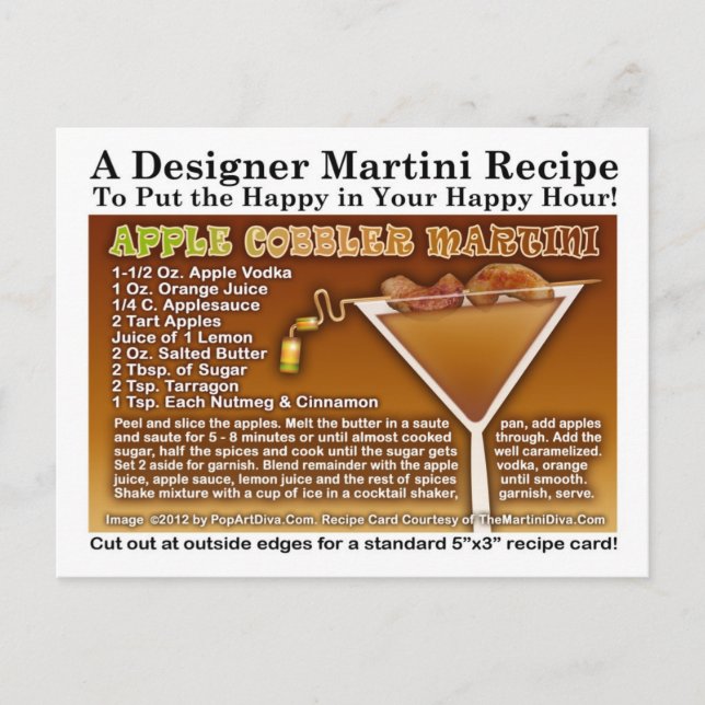 Postkort för Apple Cobbler Martini Recipe Vykort (Framsida)