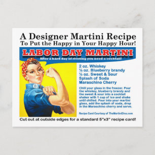 Postkort för arbetsdag Martini Cocktail Recipe Vykort