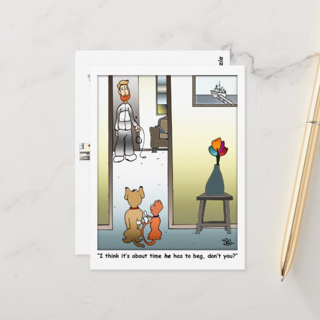 Postkort för att få honom att tigga vykort (Fram/Back In Situ)