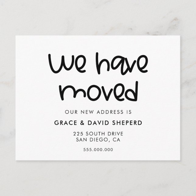 Postkort för avisering av flytta av ljudskript meddelande vykort (Framsida)