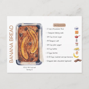 Postkort för Banana Bread Recipe Vykort