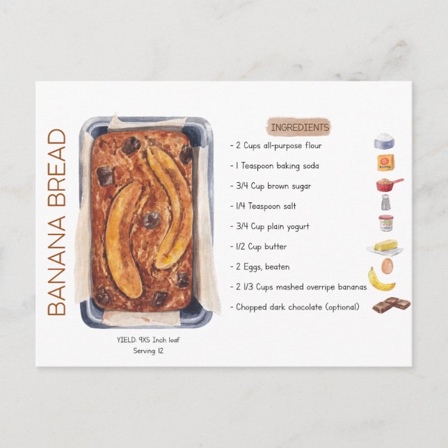 Postkort för Banana Bread Recipe Vykort (Framsida)