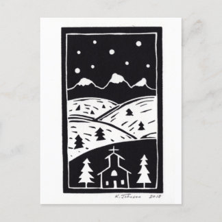 Postkort för bergvinter-Linocut Vykort