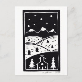 Postkort för bergvinter-Linocut Vykort