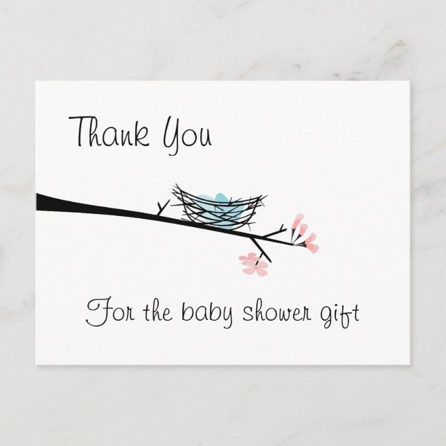 Postkort för blommar Gren och Nest Tack Vykort (Framsida)