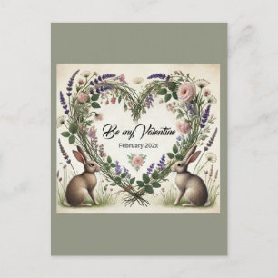 Postkort för "Blommigt Heart & Bunnies" Vykort