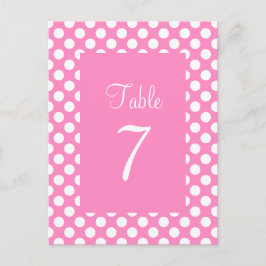 Postkort för Bordsnummer av rosa och vitpolka