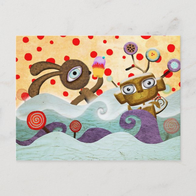 Postkort för Bunny och Monkey Vykort (Framsida)