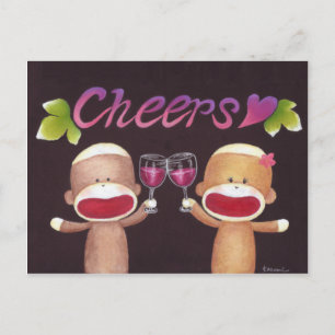 Postkort för Cheer Sock monkey Vykort