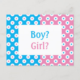 Postkort för Cheery Polka-Gender Reveal Inbjudan