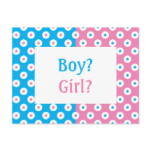Postkort för Cheery Polka-Gender Reveal Inbjudan