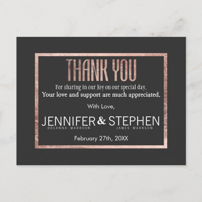 Postkort för chic Faux Ro Guld Tack Vykort (Framsida)