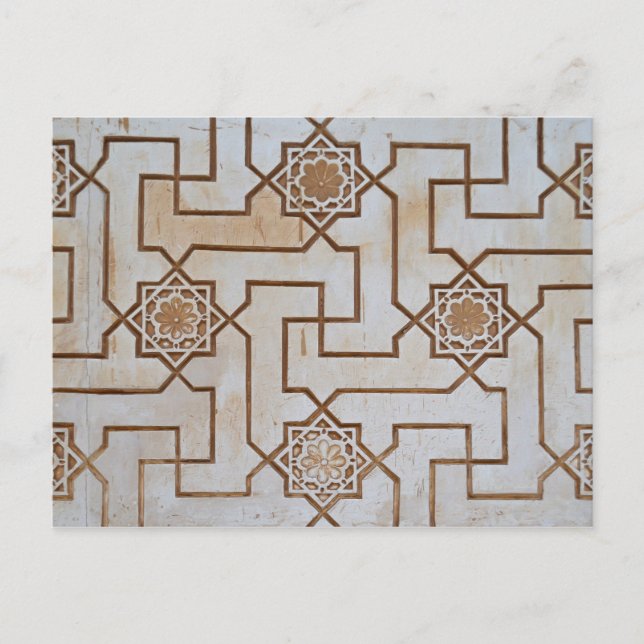 Postkort för Cream och Beige Arabesque Mönster Vykort (Framsida)