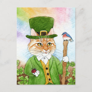 Postkort för Cute Cat Leprechaun St Paddy's Day Vå Helg Vykort