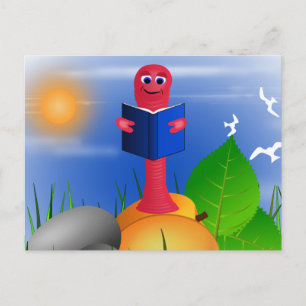 Postkort för Cute Roligt Bookworm Bok Mask Vykort