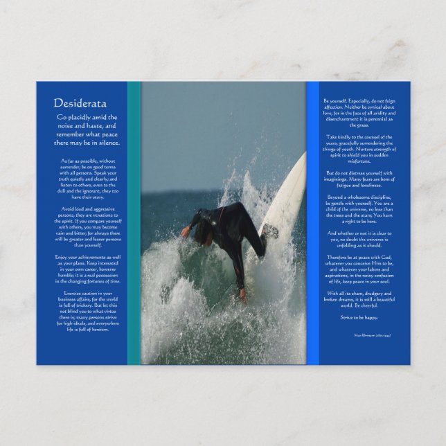 Postkort för DESIDERATA Ansikte Dive Vykort (Framsida)
