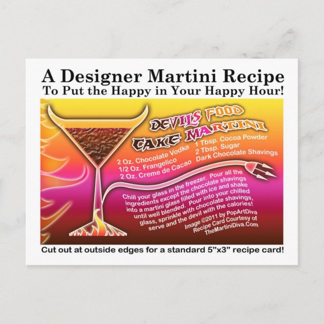 Postkort för Djävulen Food Cake Martini Recipe Car Vykort (Framsida)