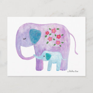 Postkort för elefant i Mamma & baby Cute Eephant C Vykort