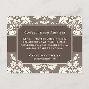 Postkort för elegant Business Advertising Damask Vykort