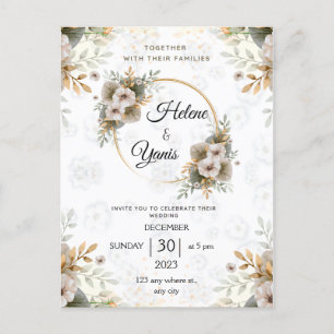 Postkort för elegant Classic Blommigt-bröllop Inbjudan Vykort