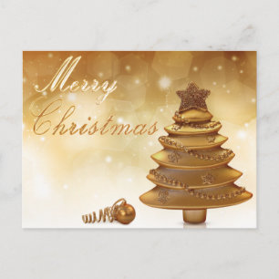 Postkort för elegant Julgran Helgdag Guld Helg Vykort