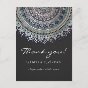 Postkort för elegant Mandala Bröllop Tack Vykort