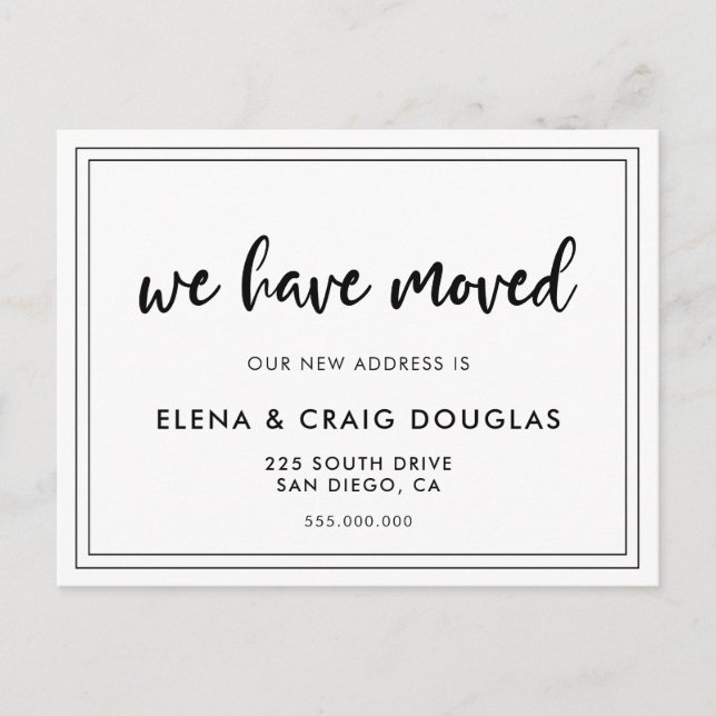 Postkort för flytta av modern chic meddelande vykort (Framsida)