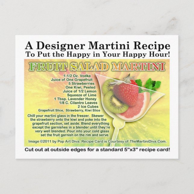 Postkort för Frukt Salad Vår Martini Recept Vykort (Framsida)