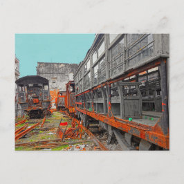 Postkort för gamla lokomotiv och tåg-vagnar vykort