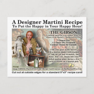 Postkort för Gibson Martini Recept Vykort