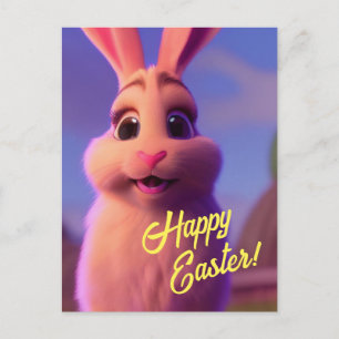 Postkort för glad påsk Rosa Bunny Helg Vykort