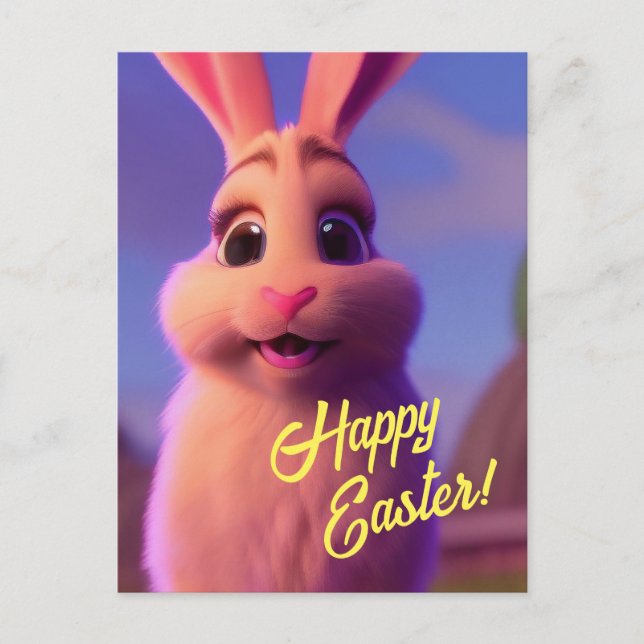 Postkort för glad påsk Rosa Bunny Helg Vykort (Framsida)