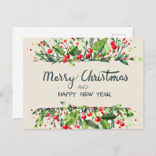 Postkort för god jul gott nytt år helg vykort (Fram/baksida)