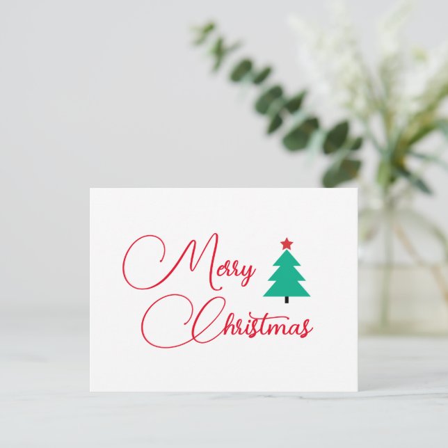Postkort för god jul Träd Calligraphy Helgdag Vykort (Stående Fram)